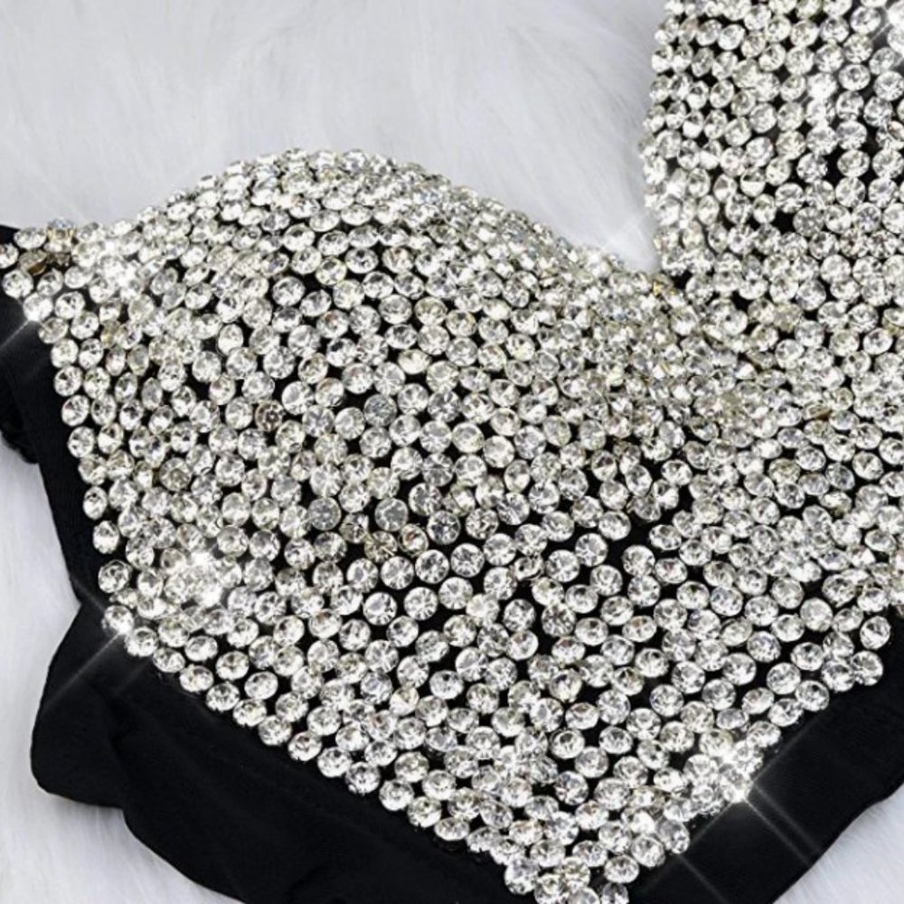 NEW Sparkling Bling Swarovski Crystal Rhinestone Bustier Bra Top + FREE … - Picture 9 of 17